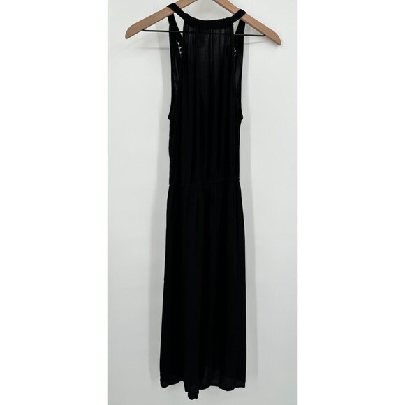 Knox Rose Midi Dress Women Medium Black Sleeveless Surplice Elastic Waist Tassel - Picture 5 of 11